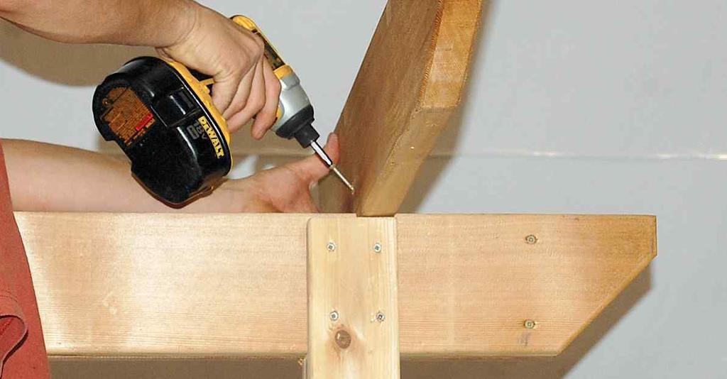 6. Attach rafter assembly to both post and beam assemblies using one 3" Screw