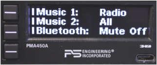which has three modes for music inputs, ALL, Mute Off & Radio mute. ALL music will mute with either intercom or radio Mute Off music will not mute except during outgoing radio transmissions.