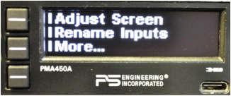 User Setup menus The PMA450A has several user adjustable functions accessible from a setup menu. During the unit boot up process, press the lower line select button until the setup screen appears.