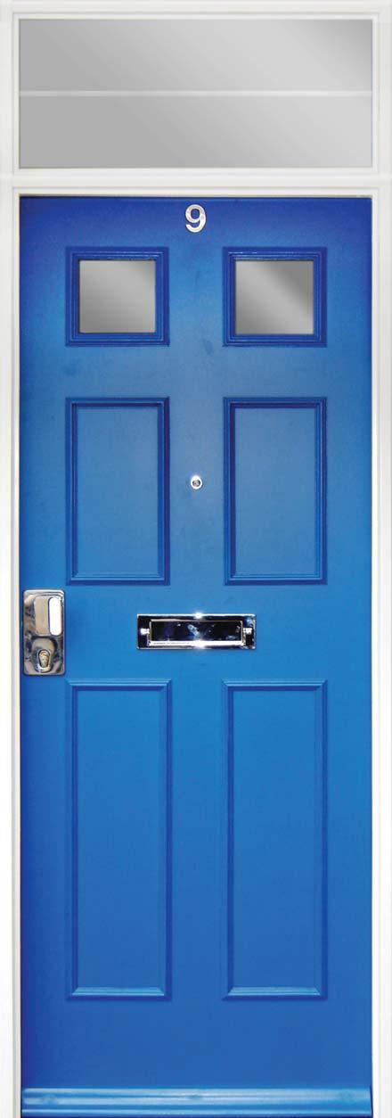 Prepare existing frame by removing any planted on door stops, architraves, and beading. e-secure door frame using 4-No.