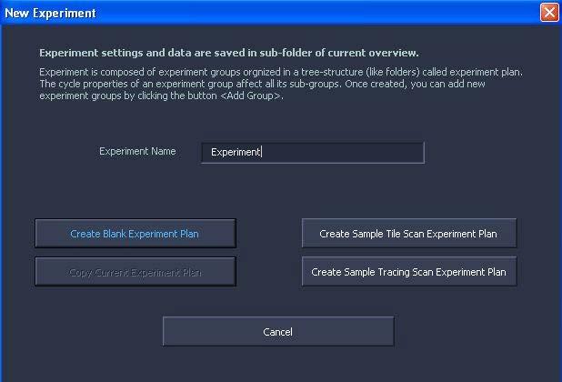 Experiment Plan - Create an experiment plan, or load one and redo/copy it. To start an experiment activate the Experiment Macro button and choose New Experiment.