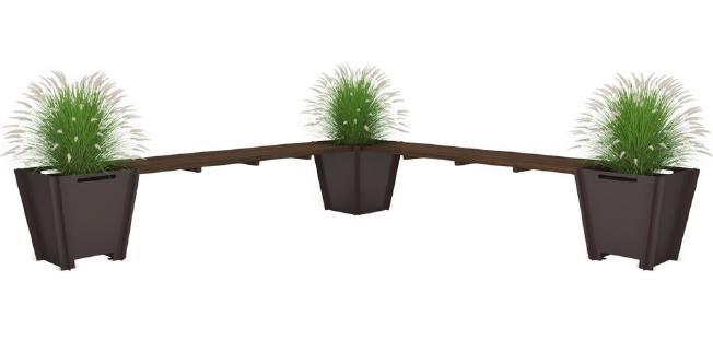 59 kg planter 3 mm steel can be permanently installed by bolting (12) tabs on base to ground / bolts not included / 0.28" hole size seat 60" w x 18" d x 1.