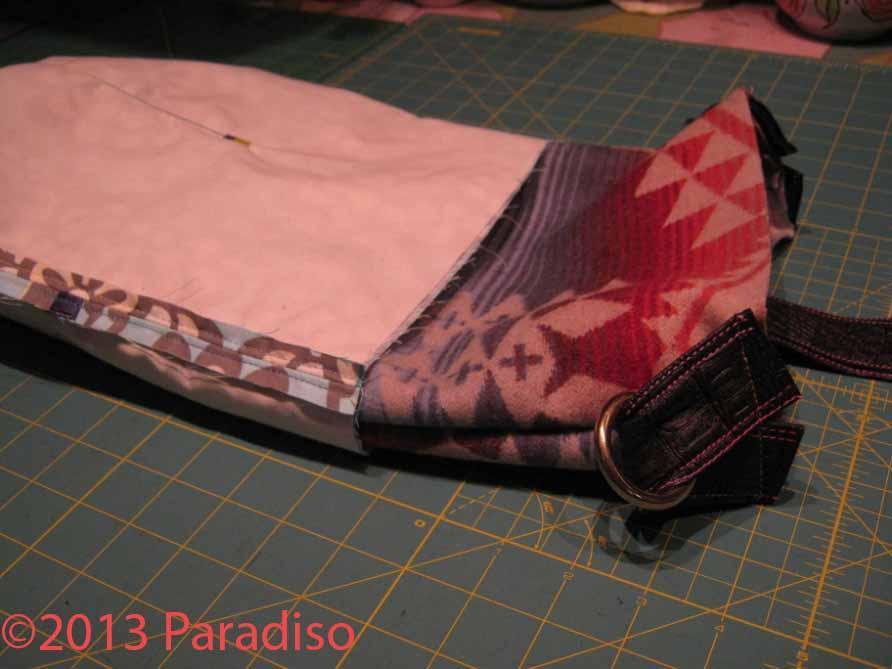 Slide the exterior bag into the lining (make sure the side of the lining that has the