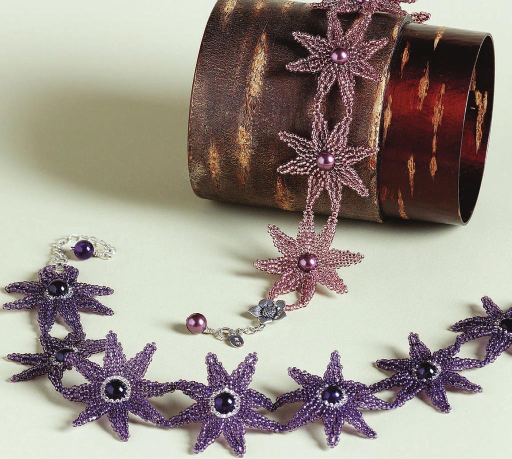 Periwinkle Choker design by Kerrie Slade Originally published in Beadwork, August/September 2008 Cleverly combine two types of brick stitch to form perfectly shaped flowers.