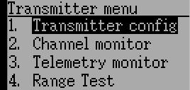 8 Transmitter Menu 8.1 Transmitter config The configuration page defines various transmitter functions.