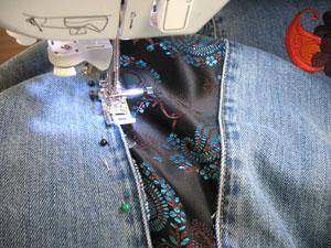 Sew in place by following the original seam paths on the side