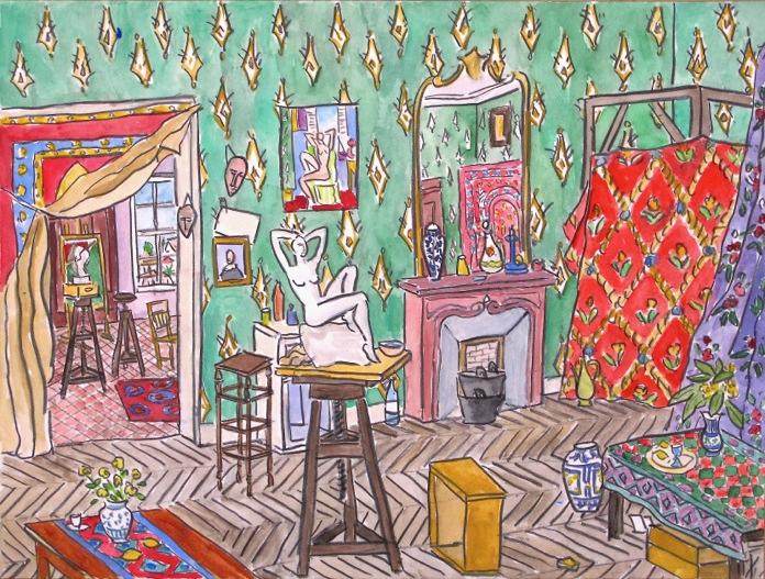 "Matisse's Studio, Nice," 2016, watercolor