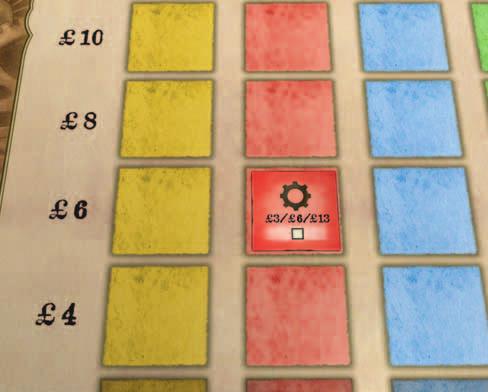 Example: Marion pays 6 + 2 = 8 to the bank when she wants to use her colored marker machinery for a second time in the same turn.