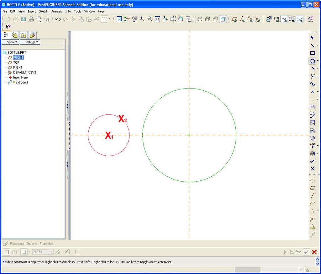 11. The next circle needs to be smaller in diameter and positioned along the horizontal reference line.