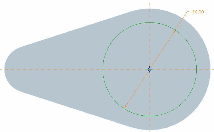 Double-left-click the circle and middleclick to place the diameter dimension. 12.