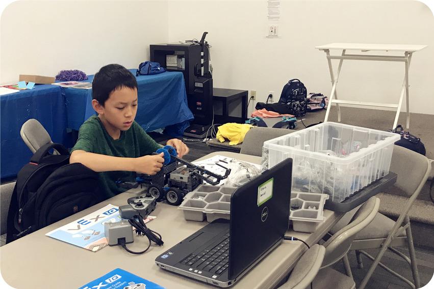 Using visual drag-and-drop/text programming software, a range of sensors, and teamwork, students can build anything from an autonomous car to a claw robot.