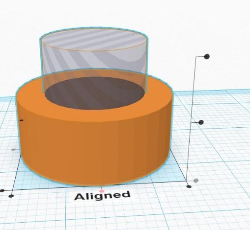 Step 10: Using the align tool, align the first cylinder with the hole