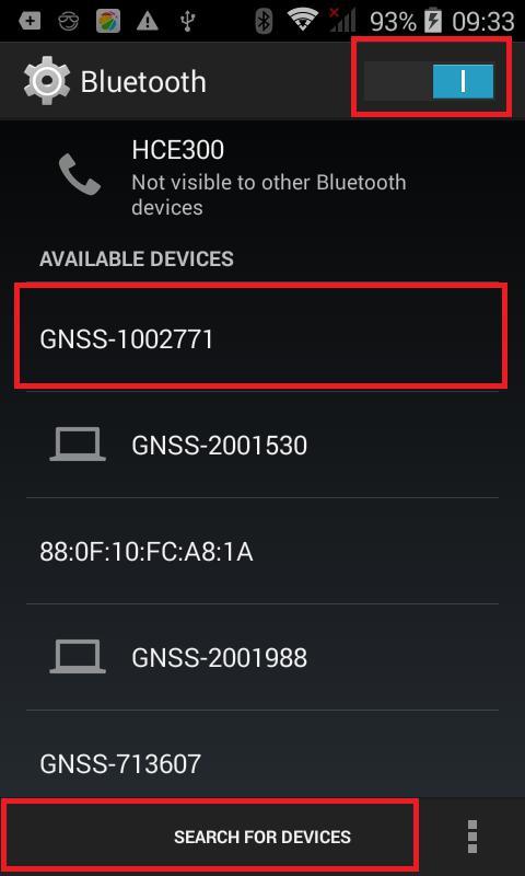 (3) Switch on the Bluetooth module by the top switch, click [Search for devices] to search the