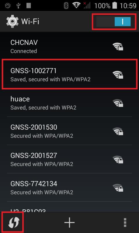 WiFi connection (1) Select [Manufacturer] as CHC, [Device Type] as i80, [Connection Type] as