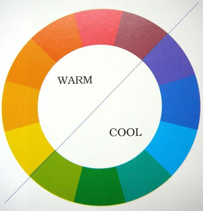 Temperature Warm and cool colors are relative to where a color falls on the color wheel The warmest color is redorange and the coolest