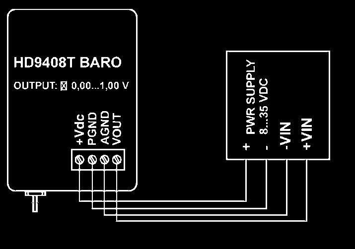 CONNECTION DIAGRAM AND OPERATION - Make the power connections for the HD 9908T BARO. - Make the connections for the relay output, the relay contact is free.