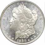 Flashy white luster with nicely frosted design features. The strike is sharp and the surfaces have only a few very minor marks......... #221319 $1995.00 1878-CC. PCGS. MS-66.