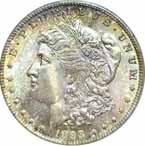 Just 6 coins have graded numerically finer at PCGS............... #213468 $14750.00 1893-CC. PCGS. MS-62. CAC. Blast white and a sharp strike with nicely frosted design features.