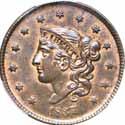 The reverse has the same rich brown with a bit more of a reddish hue. Both sides are blanketed with frosty original mint luster....................... #132490 $3750.00 1811. PCGS. F-12.
