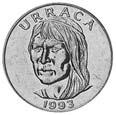 Subject: 50th Anniversary of the Republic Written value above sprigs Bust of Uracca with headcovering left 1,500,000 0.50 1.00 3.00 7.00 12.00 KM# 22 CENTESIMO 3.1000 g.