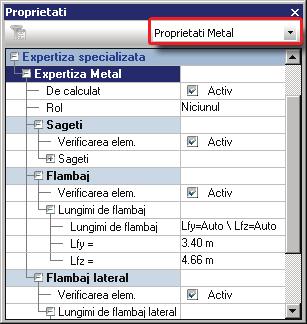 Ipotezele locale pentru metal Pot fi definite în fereastra de proprietăţi a fiecărui element din metal.