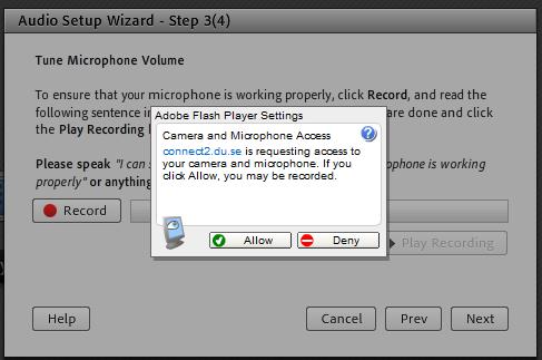 Now you will be able to check if your microphone works properly and to get it on a proper level of the volume. Click on Record, and you will record yourself if it works properly.