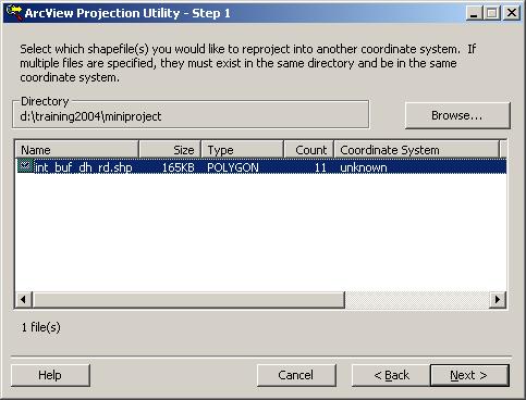 -In File menu, check Projection Utility Wizard