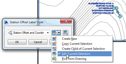 Connecting Labels and Label Styles 25 6. In the Station Offset Label Style dialog box, click Edit Current Selection, as shown in Figure 2.