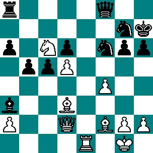 (26 Nxd5 27.Bxg6+ Kxg6 28.Qb1+ Kf7 29.Qb3) with equal position. 26.Nc6 Qf8 27.Qc2? 27.Bxg6+! Kxg6 28.Qd3+ Kf7 29.Ne7 won the game at once and even giving up the Queen after 29 Qxe7 did not help Black.