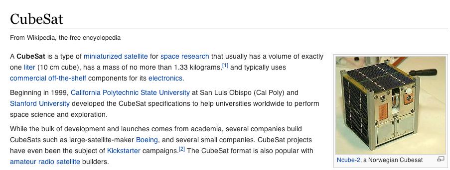 What is a Cubesat? When in doubt resort to Wikipedia.. A single 10cm cube is known as 1U.