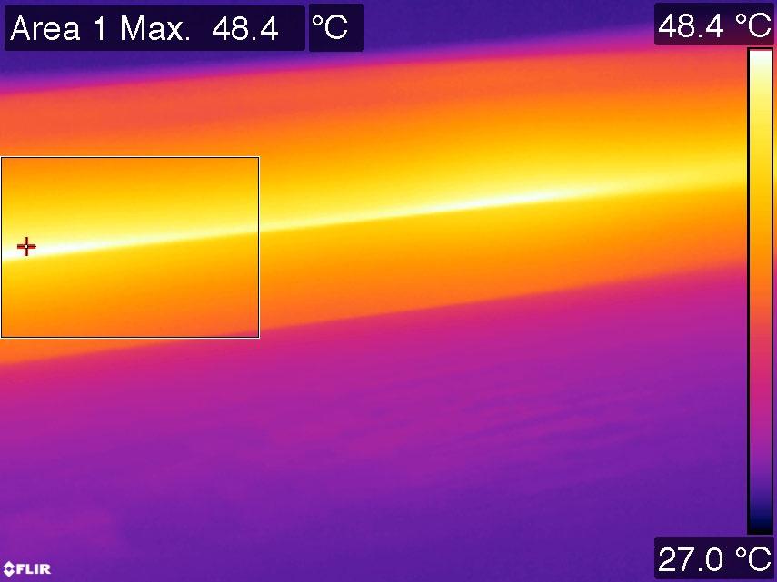 Temperature image(s) status lamp ambient temperature reflected background temperature camera > 2 hours on 269 deg C 269 deg C Flir