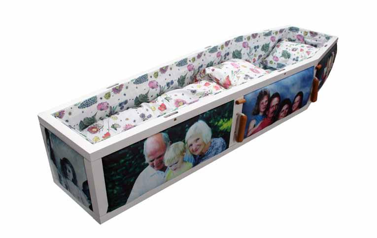 printed coffin fabric interiors in a range of
