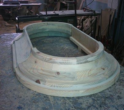 After cutting, shaping and nailing, the surface is