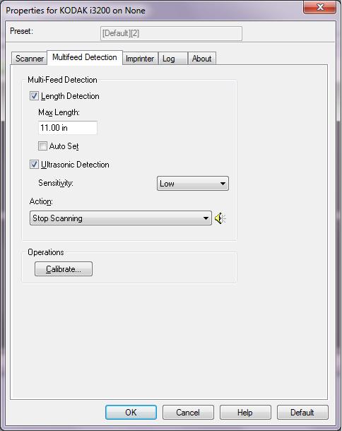 Multifeed Detection tab Multifeed detection aids in document processing by detecting documents that may go through the feeder overlapped.