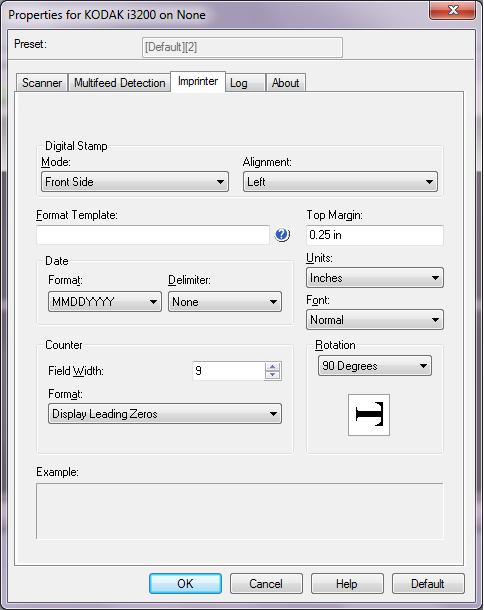 Imprinter tab The printer operates at full scanner speed. The printer can add a date, time, document sequential counter, and custom messages.
