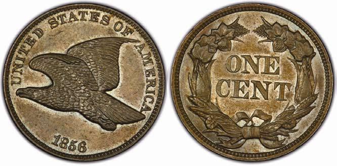 5) 1856 Snow-1 PR64 The 1856 S-1 is important as the probable prototype striking of the first small cents. The obverse is also that of the 1856 S-3 specimens, but the reverse is rarely seen.