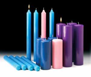 Church Advent Candle Sets Style Size Description Code Price 51% Beeswax 1-1/2" x 16" 3 Purple, 1 Rose 82116004 $69.95 51% Beeswax 1-1/2" x 16" 4 Purple 82116404 69.