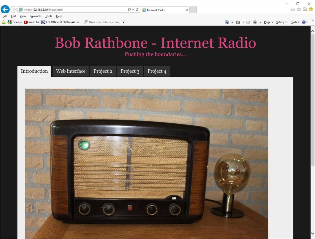 Using the Web Interface The radio can also be operated using the Web Interface. Start up any web browser from a PC, a mobile phone or a tablet.