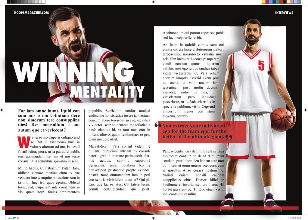4. A graphic designer for a sports magazine created Layout as a draft idea for a basketball article.