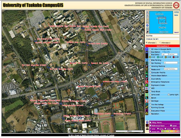 1. Graphical User Interface URL: http://land.geo.tsukuba.ac.jp/campusgis/campusgis.