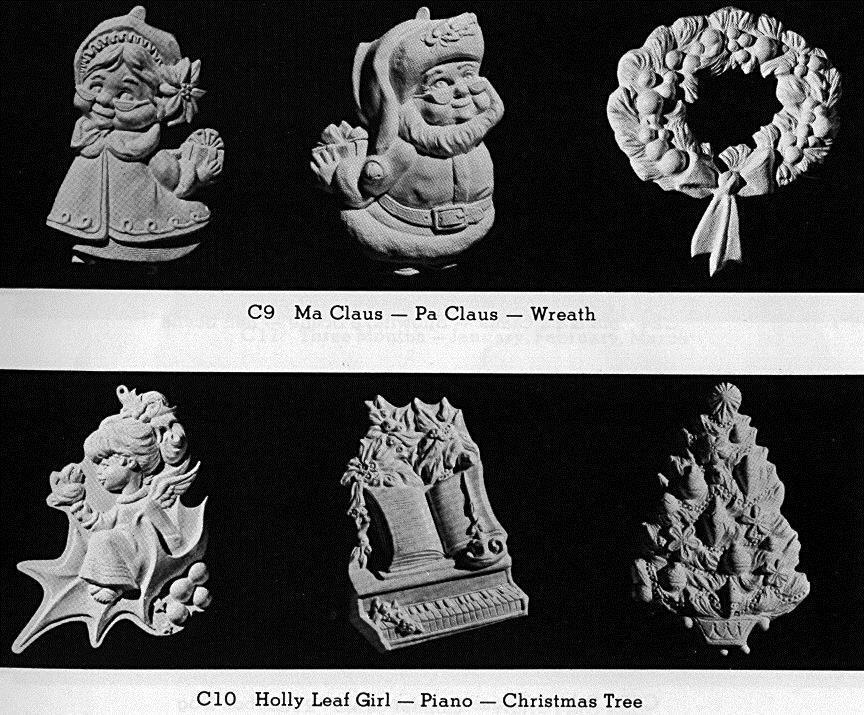 P-C-10 4.50 (set) Holly Leaf Girl, Piano, Christmas Tree Ornaments (lower picture) P-C-16 Three Musical Angels 4.50 (set) P-C-17 Shepherd Boy, Christmas Story, Noel 4.