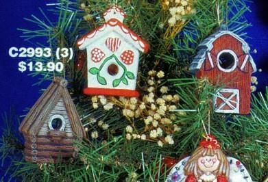 C-2993 3 1 /4 Tall by 2 1 /2 Wide by 1 Deep 6.10 (set) Three Birdhouse Ornaments C-4181 Picture Frames Ornaments (3) 3 /4 Deep by 5 1 /2 Tall by 3 1 /2 Wide 10.