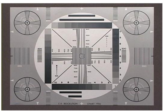 The USAF 1951 Test Pattern is a tri-bar target. The scale factor between consecutive bar groups is fixed and equal to the sixth root of two.