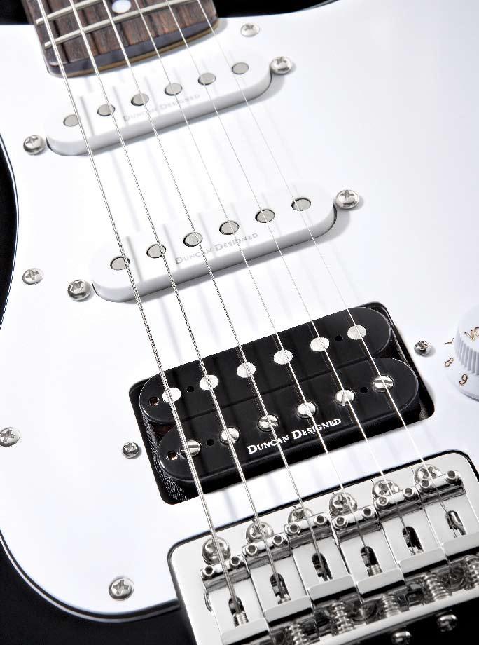BLACK & CHROME standard TELECASTER The Black & Chrome Telecaster features two AlNiCo single coil pickups, mirrored pickguard and knurled chrome control knobs.