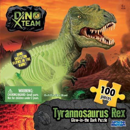 Dino 100 Piece Glow Puzzle Asst. Create 100 piece puzzles with lively images of popular dinosaurs.