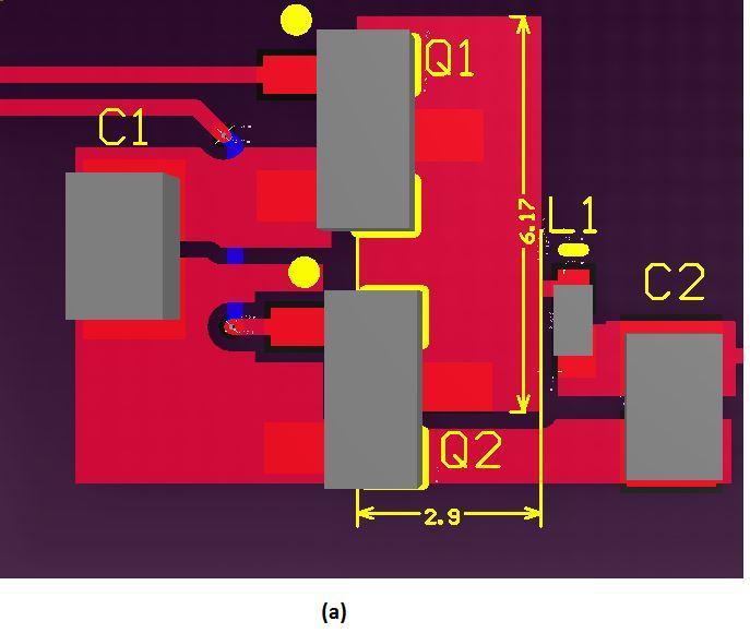 Figure 2: Non-isolated Point of Load sample layout (a) with discrete MOSFETs (b) with a Complementary MOSFET