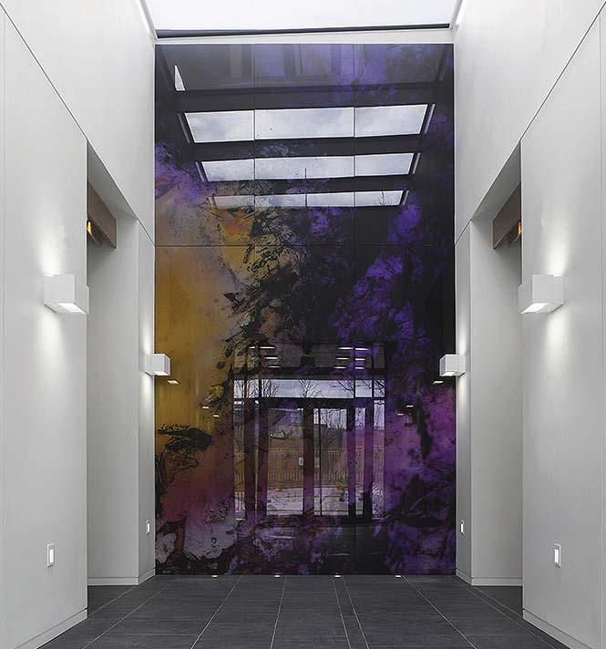 PRINTED LAMINATE GLASS Digital print laminates allow for virtually any digital image whether pattern, photographic, solid colour, continuous tone or fade, to be accurately reproduced and then