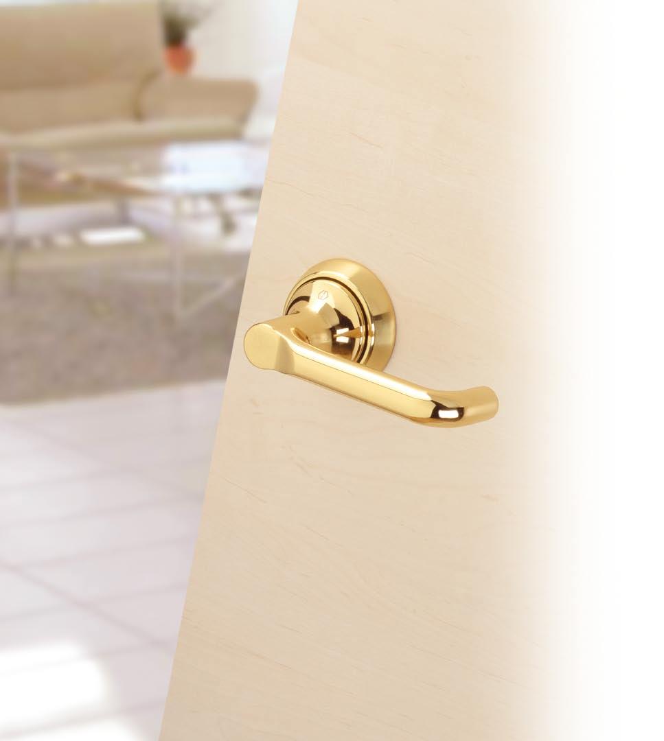 HCS product range Paris Series HCS M138S HOPPE Compact System for flush or rebated interior doors in timber One-piece brass handles with identically coloured decorative rings; brass latch tube; glass