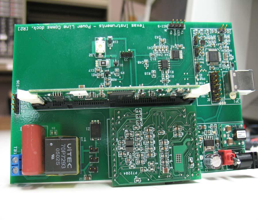 PRIME / Narrowband OFDM Modem Test Kit UART connection to PC (to transfer data)` USB / JTAG connection (to load DSP code) DSP board To powerline 12V DC supply Analog Board
