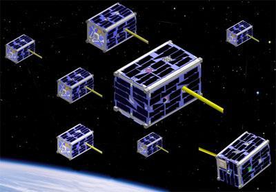 Cluster of Nanosatellites System description 12 A hypothetical mission similar to EDSN with support of a mother satellite is analyzed: A swarm of 8 cubesats into a loose formation approximately 500